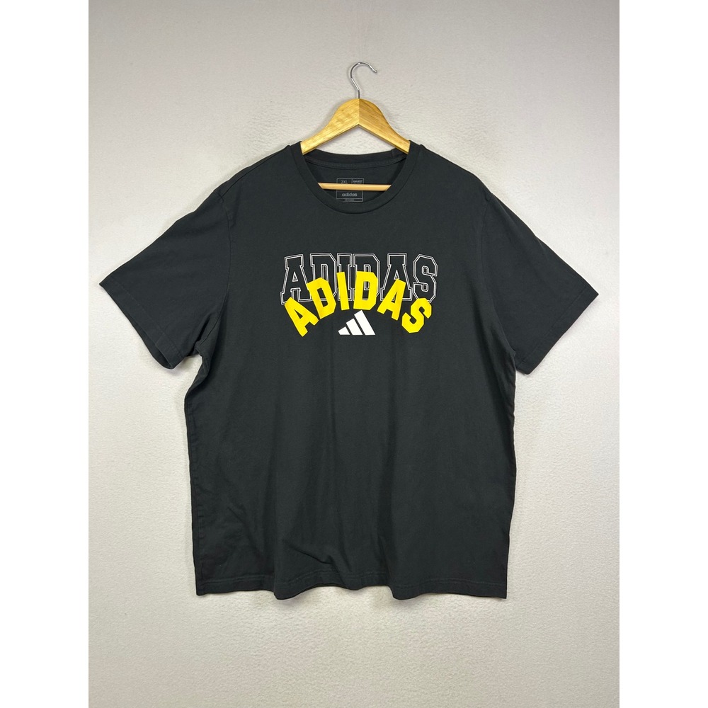 Streetwear Adidas Mens 2XL‎ Black Graphic Logo Short Sleeve Cotton T-Shirt